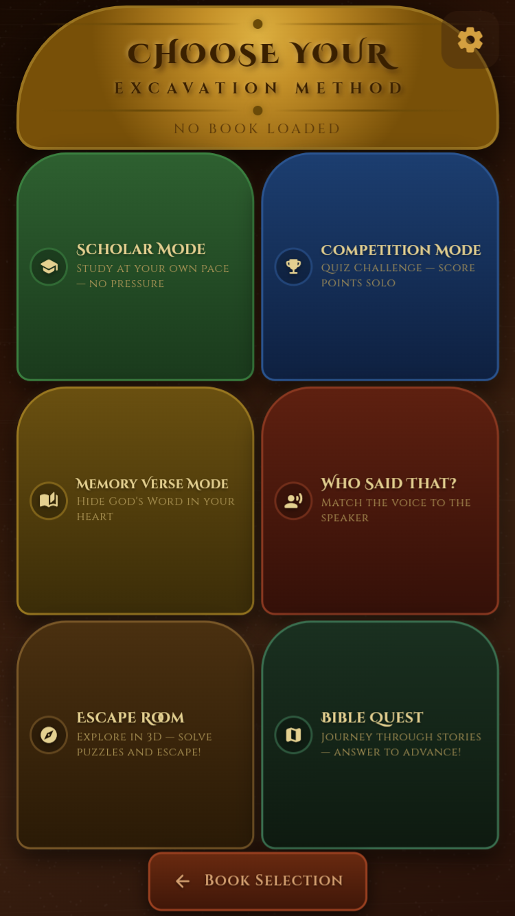 Mode hub with six game mode cards